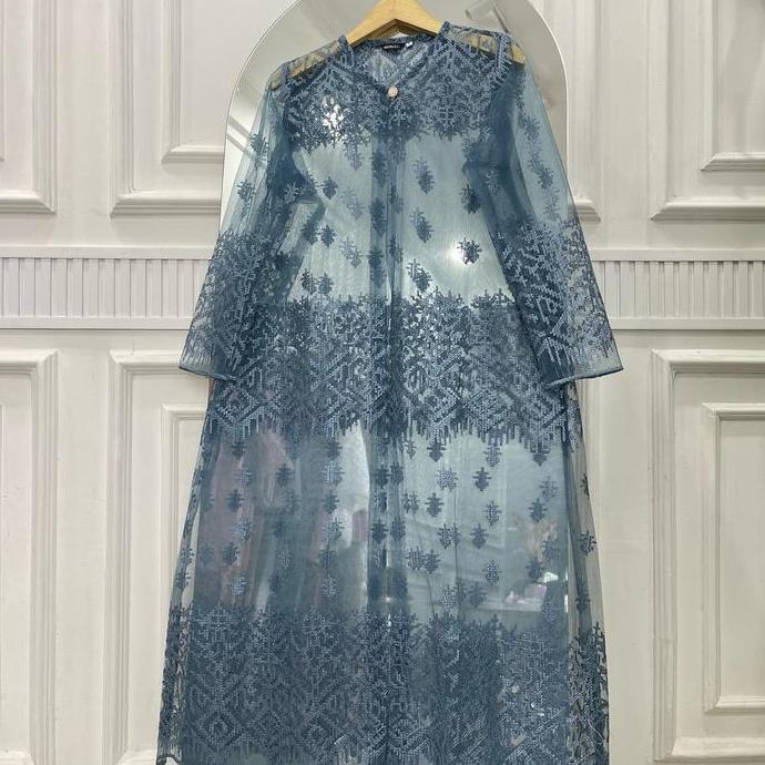 Gaia Outer Brokat Tile Panjang wanita Cardigan kondangan Muslim Kardigan Fit Putih Hitam Baju