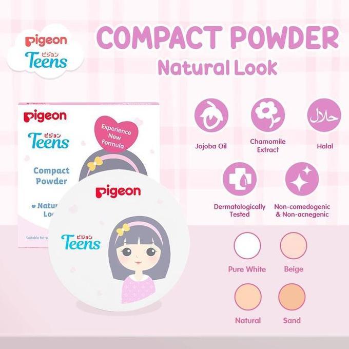 New PIGEON Teens Compact Powder Bedak Padat (DUS PINK)