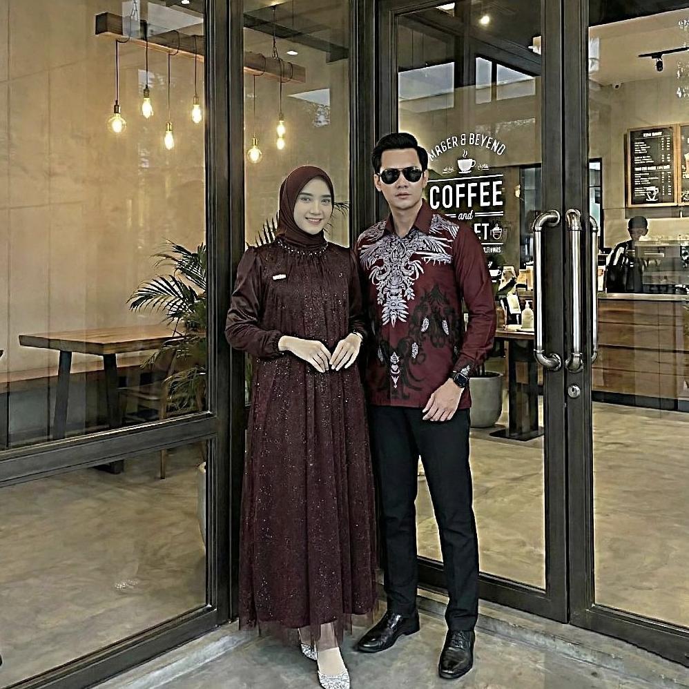 BELI SEKARANG Viona Batik - Couple gamis SELINE terbaru lebaran 2026 remaja kekinian simpel mewah el