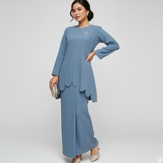 Slavina Set Kurung Melayu Laser Cut Set Melayu Wanita Setrok Melayu