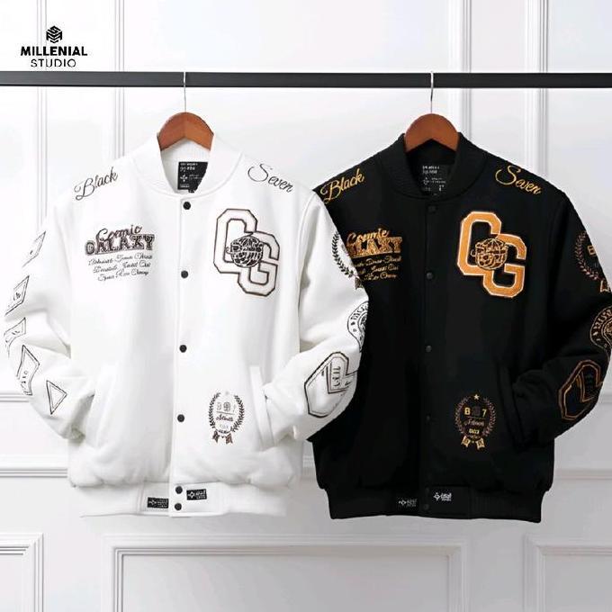 VIKASYA971 - VARSITY JACKET COSMIC GALAXY FULL WHITE BLACKSEVEN | JAKET COUPLE PRIA WANITA | JAKET B