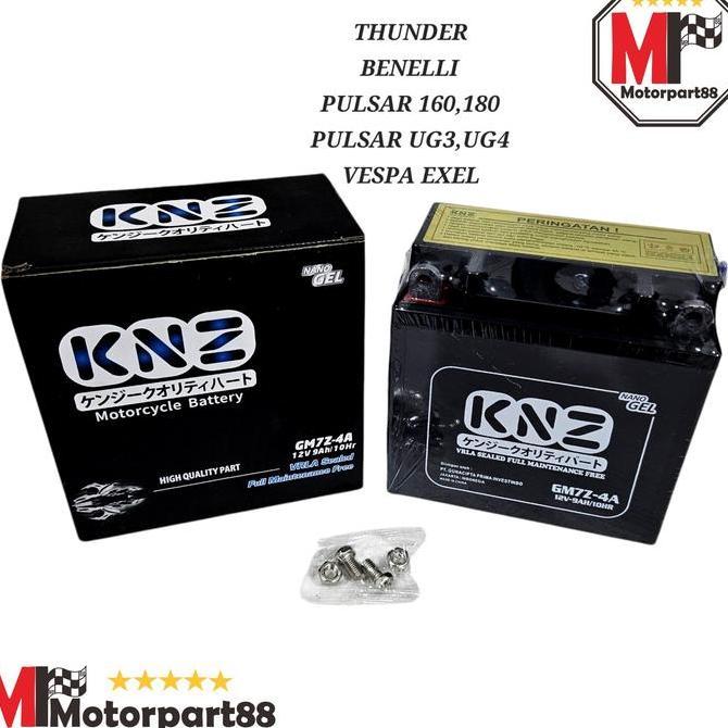 AKI ACCU KERING KNZ MF GM7Z-4A 2,7KG 12V 9AH / 10HR KNZ THUNDER 125 250 BENELLI PULSAR 160 180 UG3 U