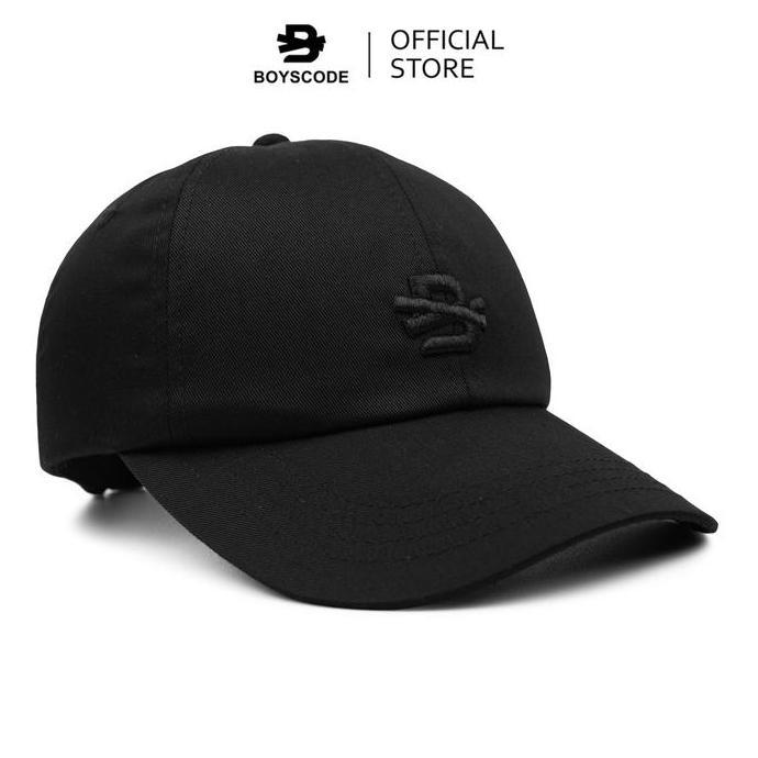 komarudak - boyscode topi baseball polo cap basic distro pria wanita big logo hitam fullblack