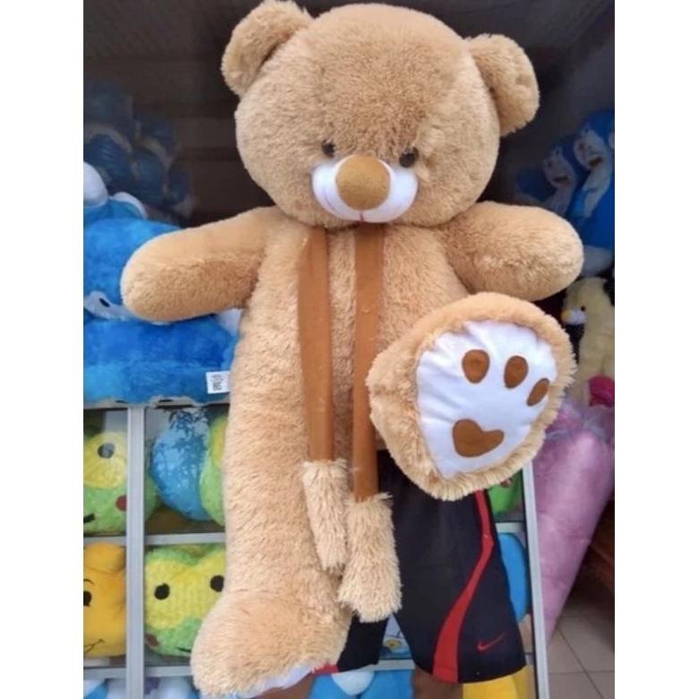 Awet Boneka Beruang Teddy Bear Syal Telapak Jumbo 90Cm