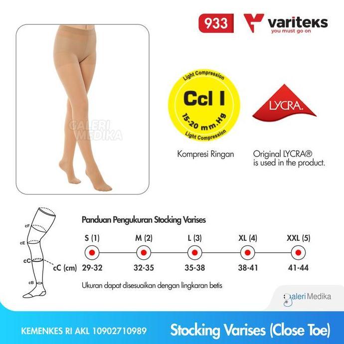Grosir Variteks 933 Stoking Varises Kompresi Ringan / Stoking Kesehatan