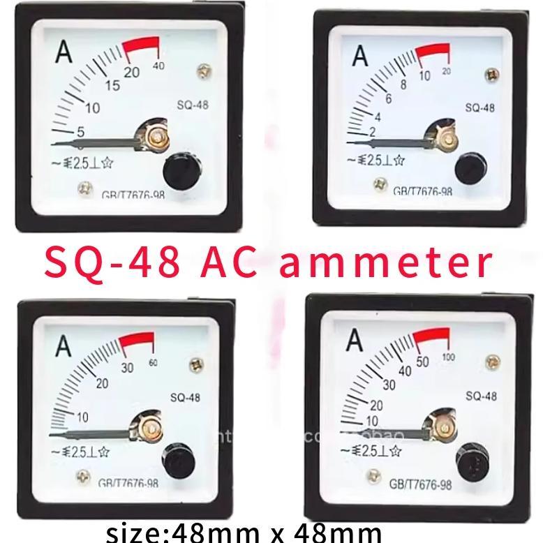 SQ-48 Analog Panel Ammeter Gauge Ampere Current Meter 1A2A3A5A10A20A30A50A Pointer type overload amm