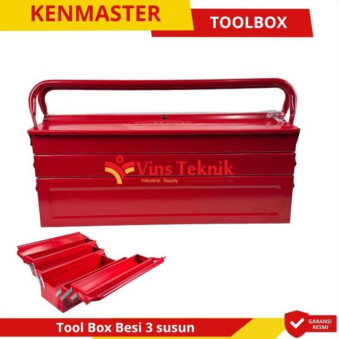 Kenmaster Kotak Penyimpanan Alat ToolBox Besi 3 Susun 3 Layer Metal Tool Box
