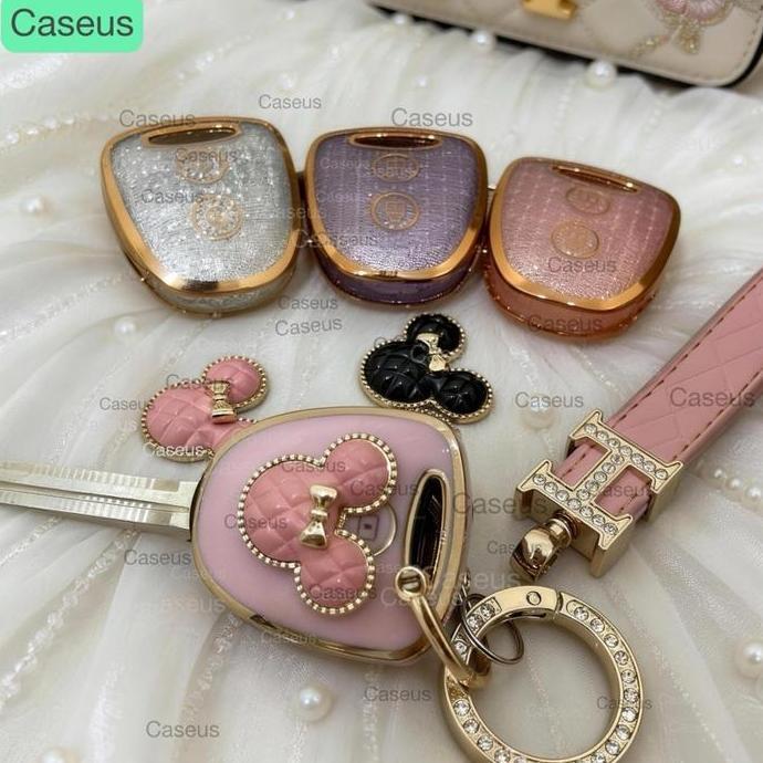 Cover Kunci Coquette Glitter TPU Bling Premium Mobil Untuk Toyota Ayla 2025 Ayla 2024 Agya Ayla 2023