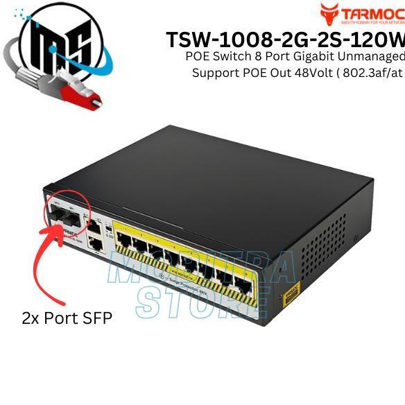 TERMURAH - Tarmoc TSW-1008-2G-2S-120W, 8 Port Gigabit POE 802.3af/at POE Switch 120W