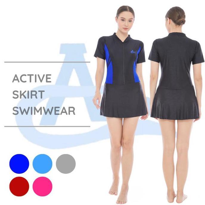 Baju Renang Wanita Dewasa Rok Diving Lengan Pendek Big Size Jumbo LD 120 Active Sports