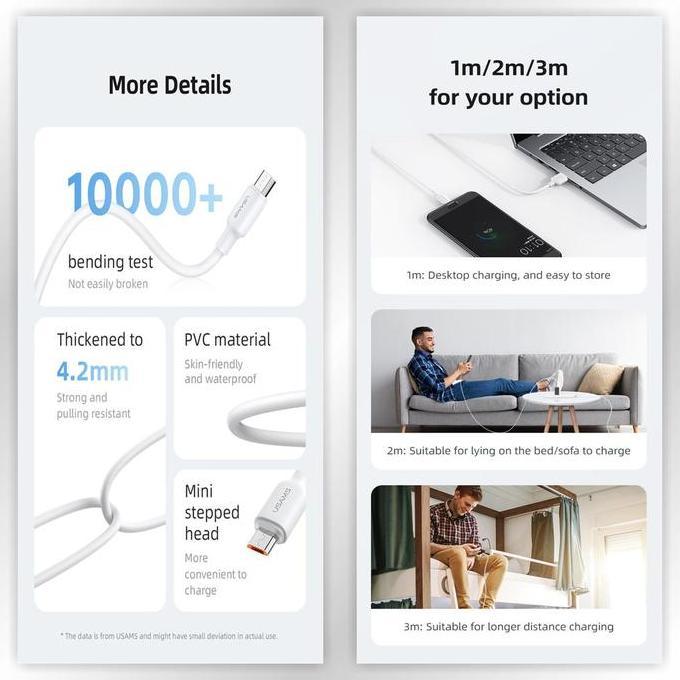 USAMS U84 Kabel Data USB Micro 2A