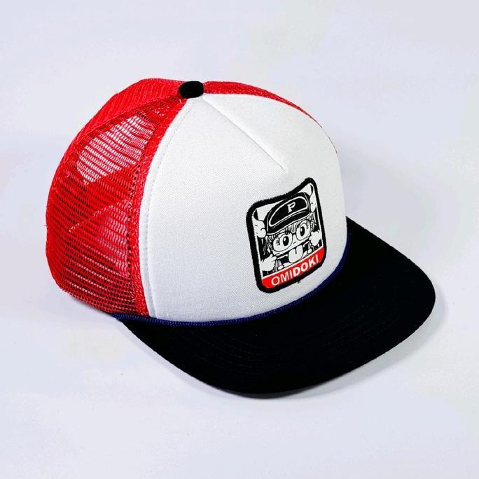 komarudak - trucker hat snapback merah putih dark navy topi jaring pria distro original omidoki