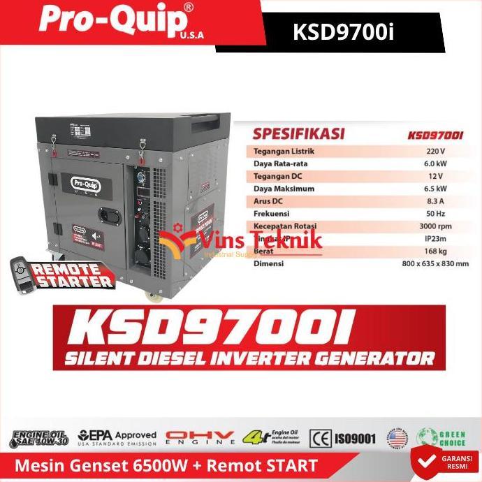 PROQUIP KSD9700i Mesin Genset Silent 6500W Generator Set WIRELESS KSD 9700