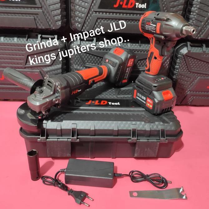 Diskon 2 Batre ( Jld Impact Wrench + Grinda 4In ) Wren Wrenc Impek Impect Gurinda