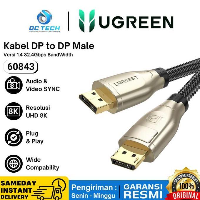 Kabel DisplayPort to DisplayPort 1.4 8K 60Hz Kabel DP to DP Ugreen 60843 Original Garansi Resmi