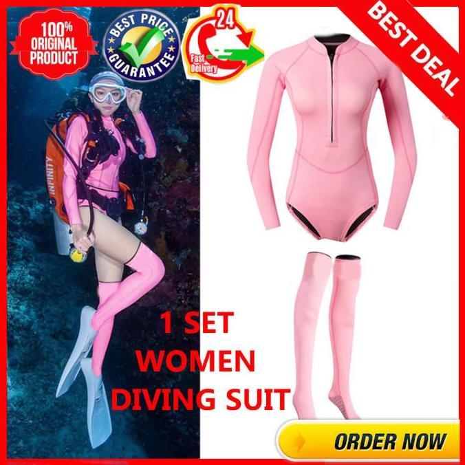 TERMURAH - Wetsuit wanita 3mm neoprene divingsuit woman - Wetsuit Zipper WS13