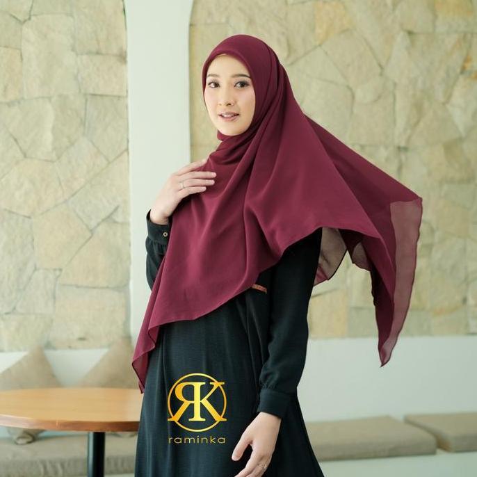 READY Raminka Hijab Syar'i Fatimah Zipper Khimar Kerudung Jilbab instan Jumbo Resleting Segi Empat M