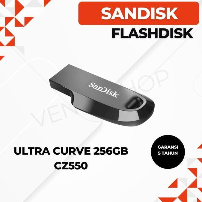NEW SANDISK FLASHDISK ULTRA CURVE 256GB USB 3.2 / SANDISK FLASHDISK 256GB CZ550