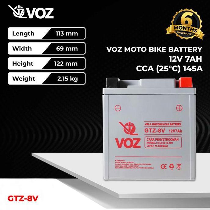 Grosir Voz Aki Motor Gtz 8V 12V 7Ah - Baterai Aki Motor