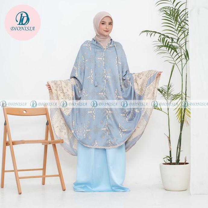 Murah KATRIELLA - Mukena Dewasa Mukenah Travel Jumbo Silky Motif Batik 2 in 1 Aghnia Bunga Kain Musl
