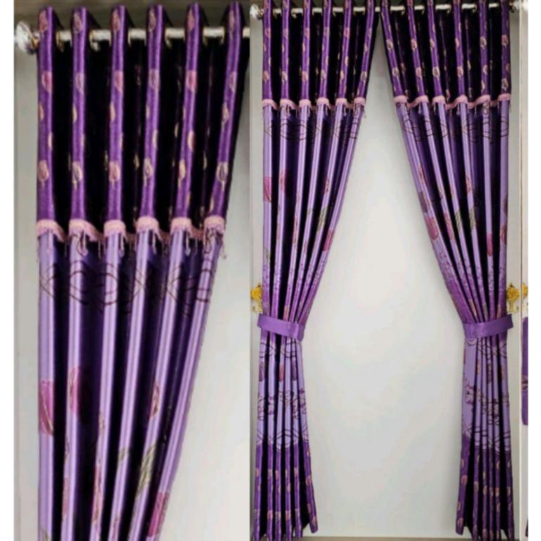 Gorden Jendela Pintu kamar Kain Blackout Griter Bunga Print Emas