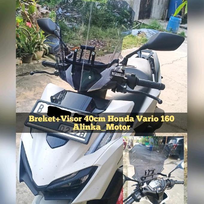 Paket Breket+Visor 40Cm V1 Honda New Vario 160 Windshield Visor Custom Visor Vario Variasi Vario Pre