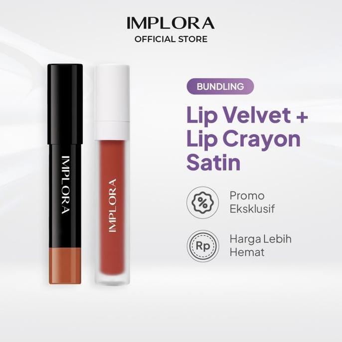 Lipplup- Implora Lip Velvet + Lip Crayon Satin | Paket Lipstik Ombre