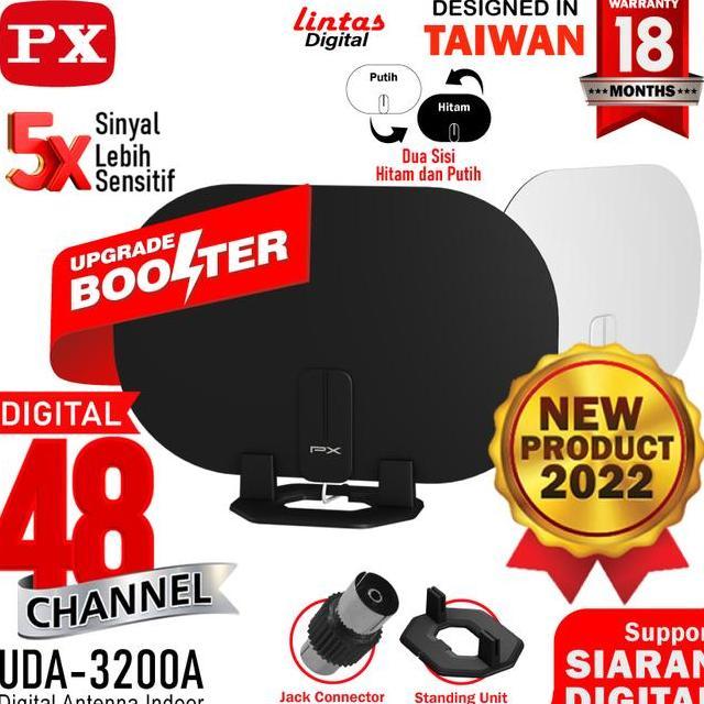 Antena Tv Dital Indoor Dinding Dvb T2 Booster Px Uda3200A