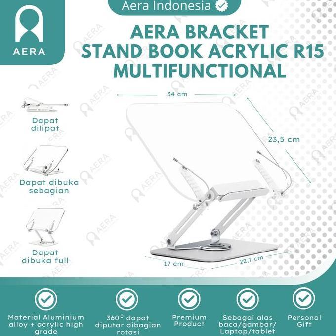 Aera Stand Buku Holder - Stand Buku Dan Laptop - Alas Laptop Alas Baca Stand Buku Estetik R15 Acryli
