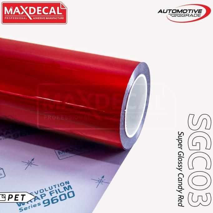 Promo MAXDECAL 9600 SGC03 RED Super Gloss Candy Metallic Wrap [METERAN] Diskon