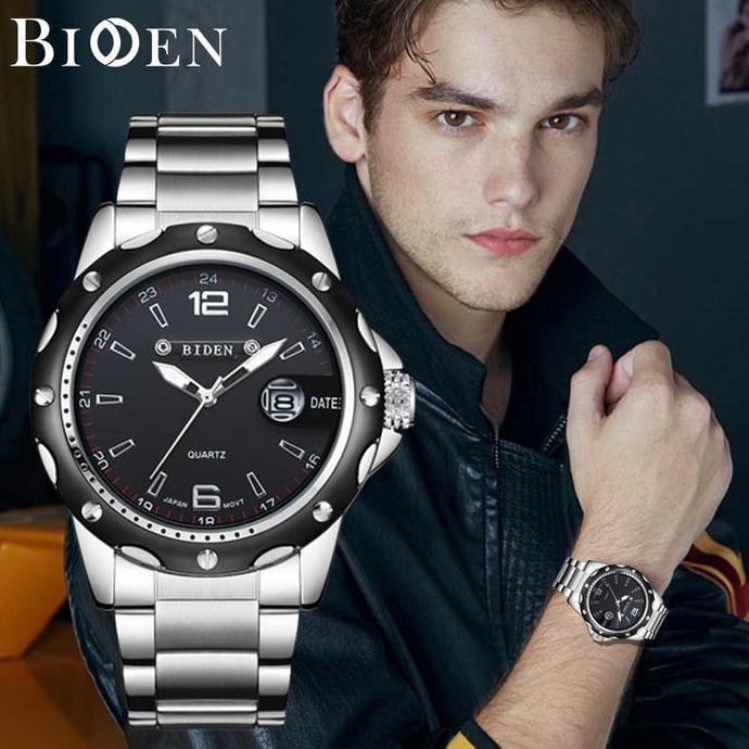 003 Harga telah diganti, cepat beliBIDEN Jam Tangan Olahraga Kuarsa Otomatis Date Tali Stainless Ste