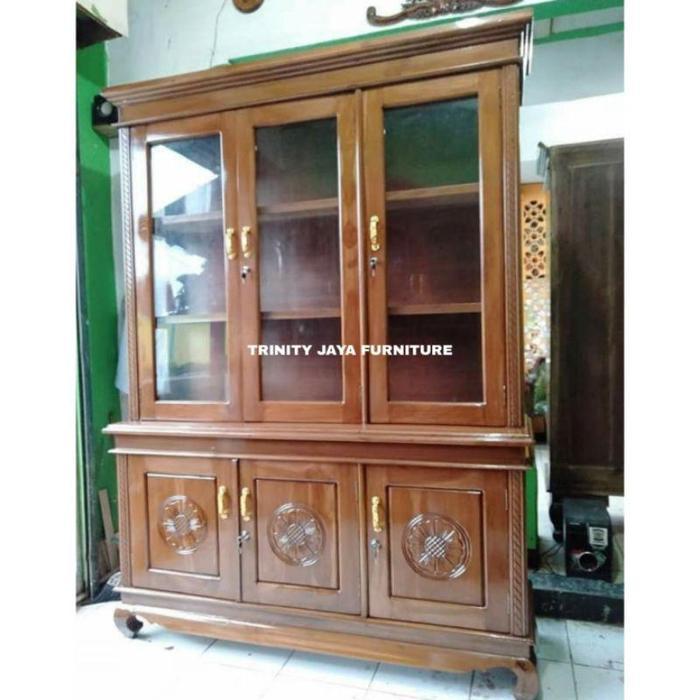 Lemari Rak Buku Jati 3 Pintu