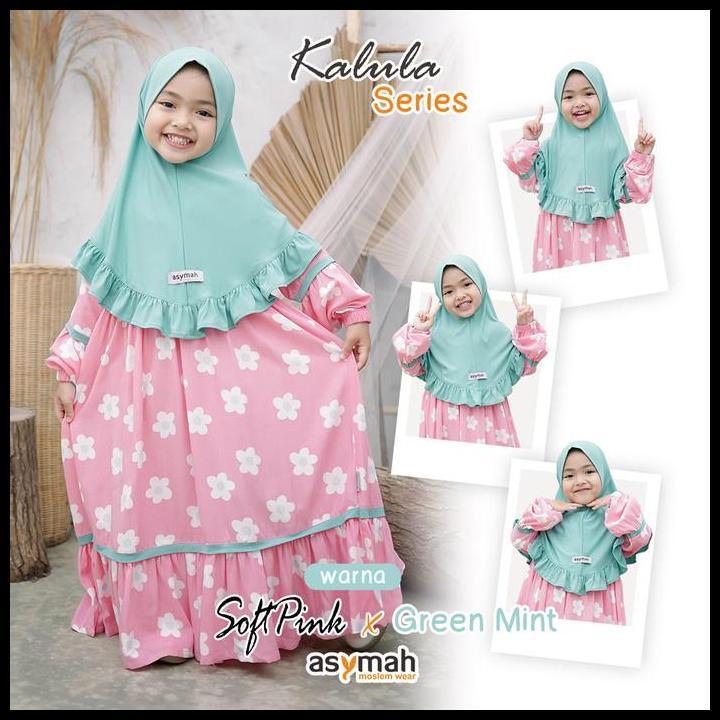 Asymah Kalula Series Gamis Anak Rayon Set Jilbab Exclusive Bahan Rayon Valencia Mix Jersey Premium I