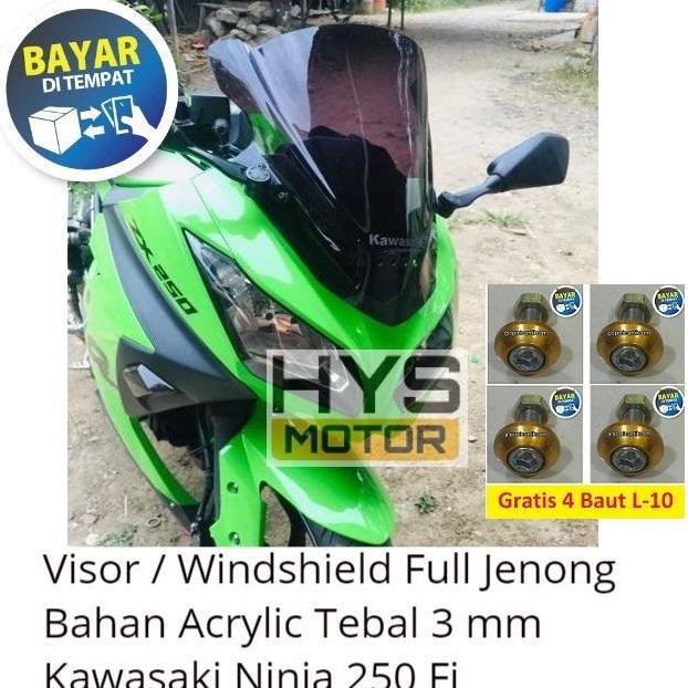 Visor Windshield Ninja 250 Fi / Beat Street - Bahan Acrylic Akrilik Tebal 3 Mili Full Jenong Hitam S