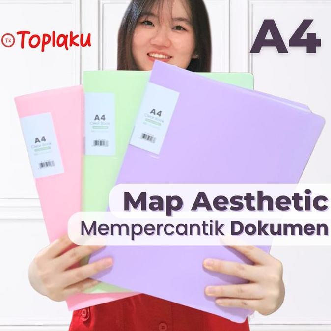 Wellply- Display Book A4 Premium Pastel Aesthetic Clear Holder Map Berkas Dokumen Plastik Ijazah Ant