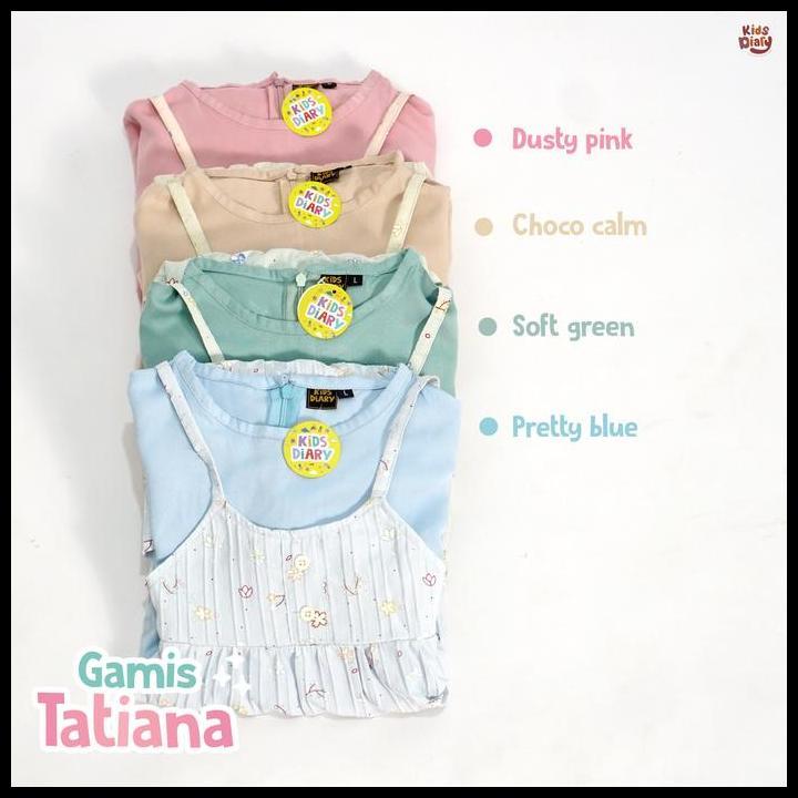 Tatiana Gamis Anak Perempuan Set Inner Dan Overall Rayon Twill Mix Elora Cringkle 1-14 Tahun Muslim 