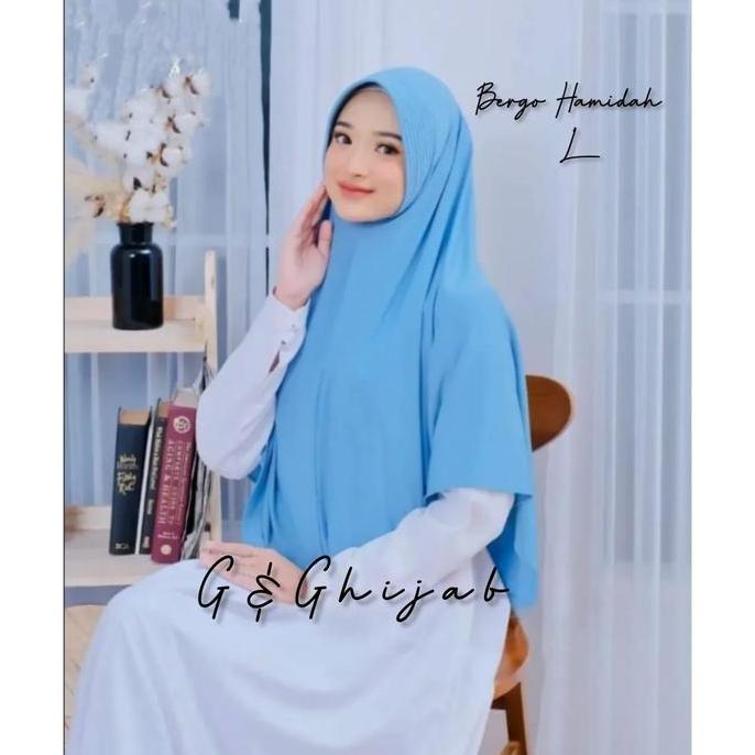 DI136 >> BERGO INSTAN HAMIDAH JUMBO L Jilbab Lembut Muslim Kerudung Tebal Khimar High Hijab Bergo Je