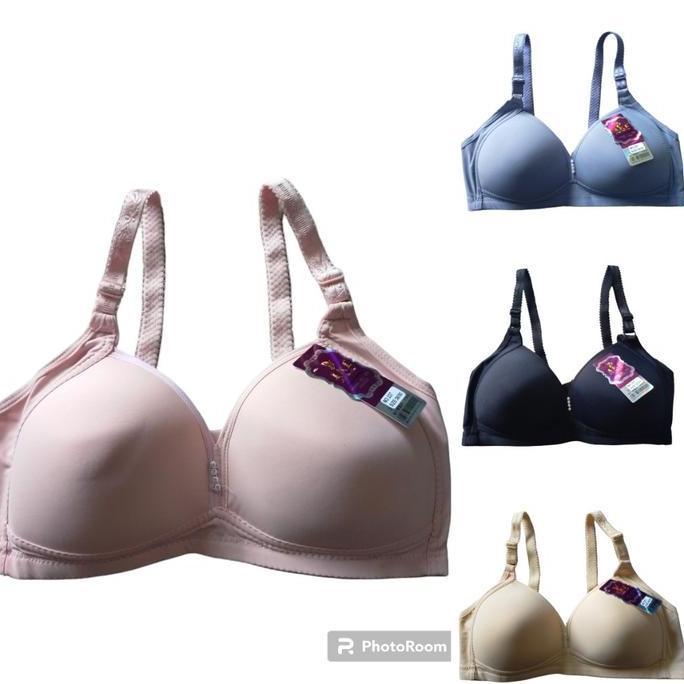 Nyaman- Pw186 Bra Wanita Jumbo Size 36-46 Fashion Simple Tanpa Kawat Warna Ada Pengait Belakang Kore