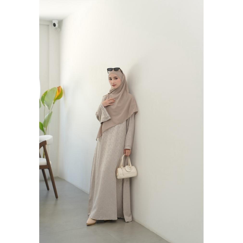 BIG PROMO NAWAL ABAYA by SABRINA - GAMIS BAHAN JAGUAR VISCOSE MOTIF WARNA SOFT BLUE MOCCA HITAM