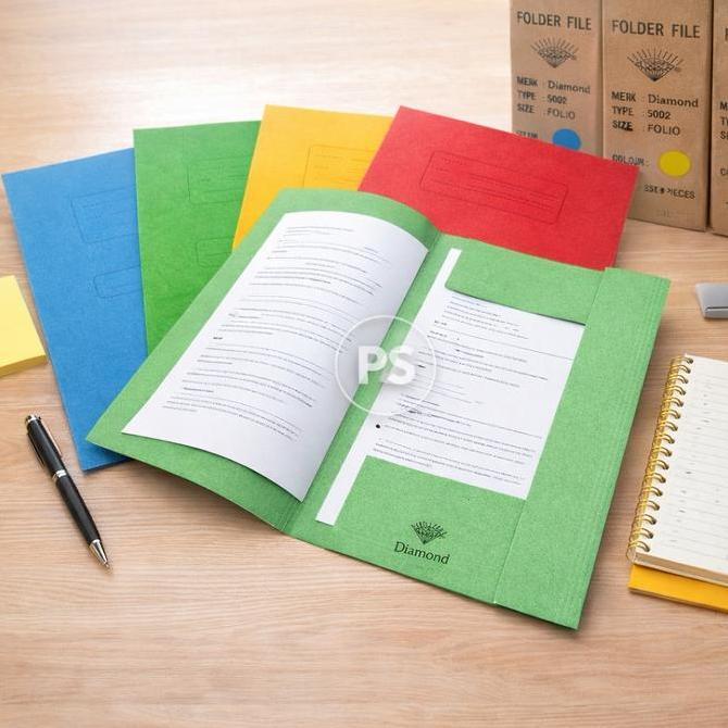 Wellply- Map Folder Diamond Folio 5002 | Map Arsip Kertas Plastik Tebal Warna