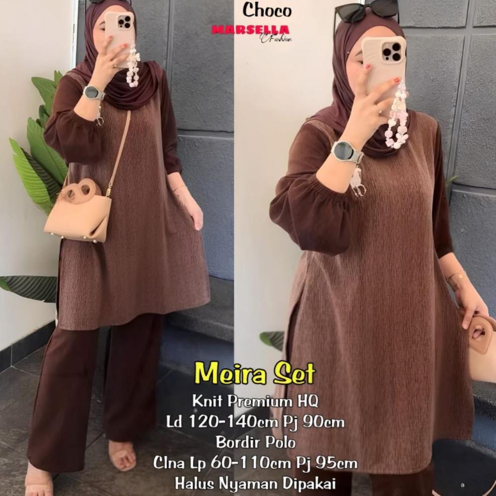 TERBARU Meira set ori marsella / opra set / setelan wanita bahan knit