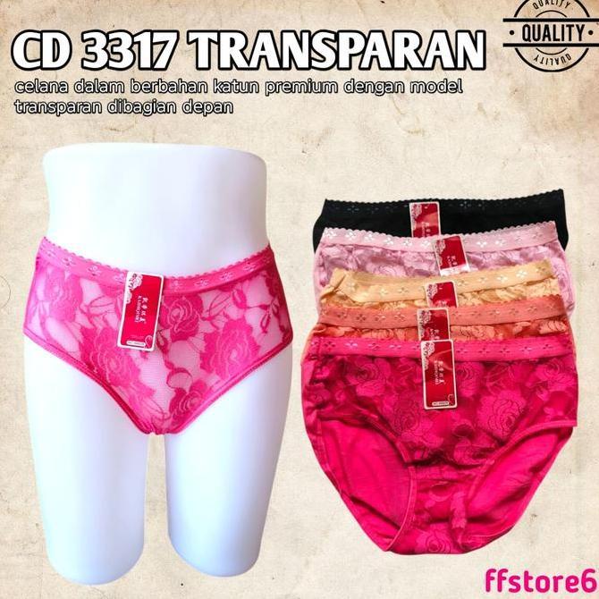 Nyaman- 12Pcs Cd Wanita Renda Full Katun  Transparan - Dalaman Wanita Kekinian 2023