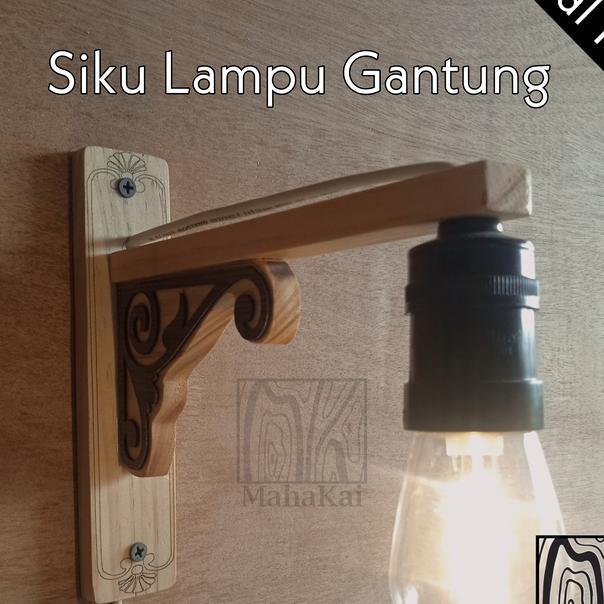 Siku Lampu Gantung Kayu Ukir Dekorasi Lighting Cafe Lampu Tidur Bisa Untuk Pot Gantung Fitting