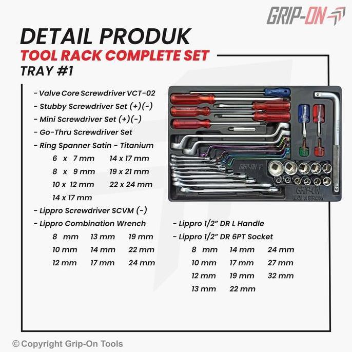 Grosir Grip-On Tool Rack Complete Set Rak Alat Bengkel Lengkap + Isi Alat Perbengkelan Dasar Komplit