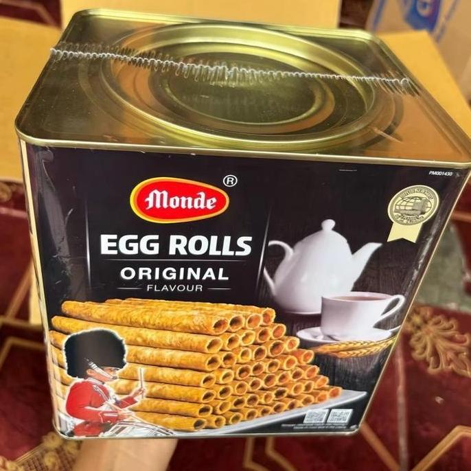 Agen Distributor Makanan Ringan Snack Hampers Lebaran Monde Egg Roll Kaleng Besar 600Gr Murah Berkua