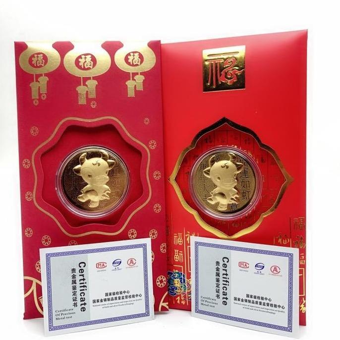 Prikiti- Angpao Emas 2021 Shio Kerbau Model A / Angpao Berlapis Emas Au999