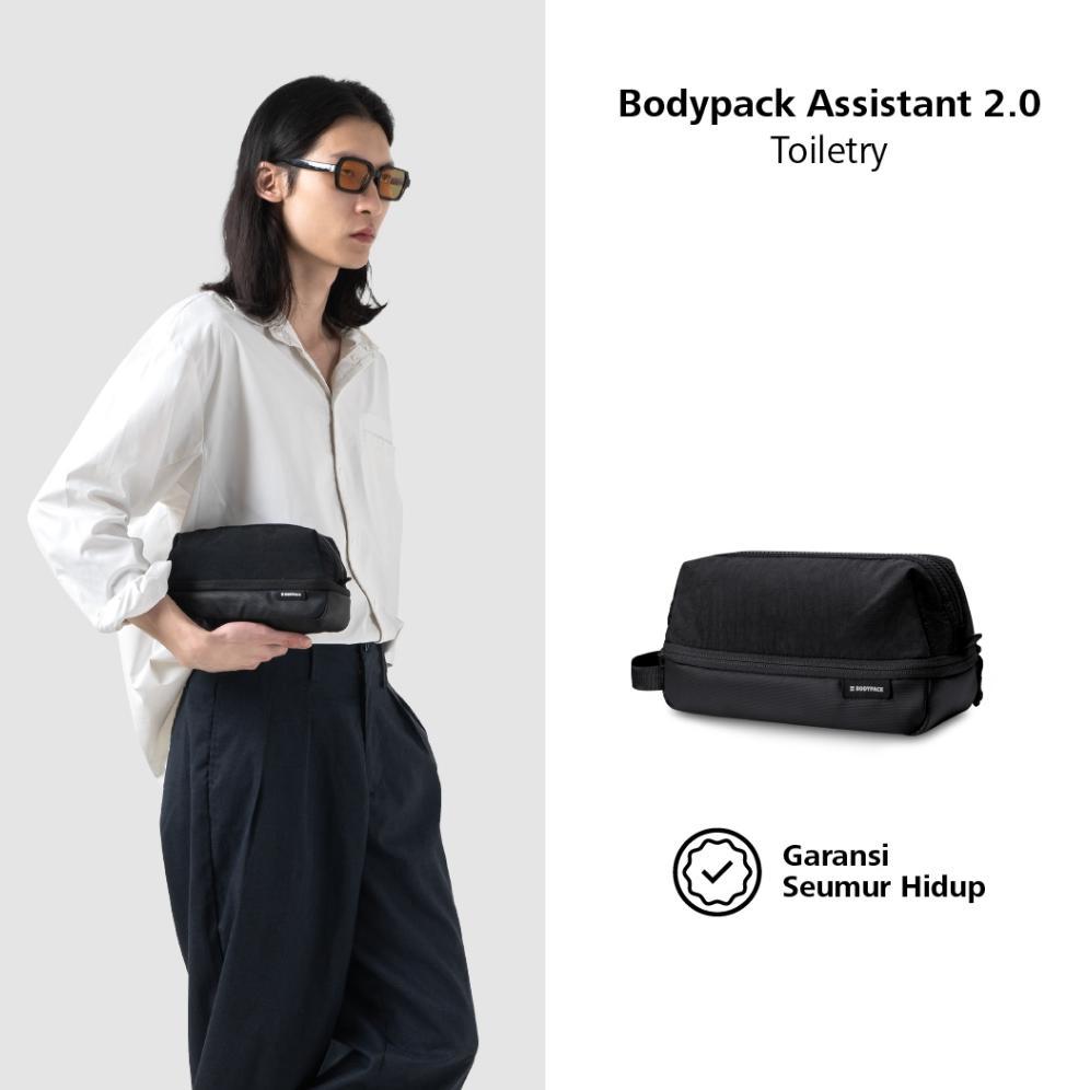 Bodypack Assistant 2.0 Toiletry Clutch Pouch Travel Anti Air - Hitam trevel kit