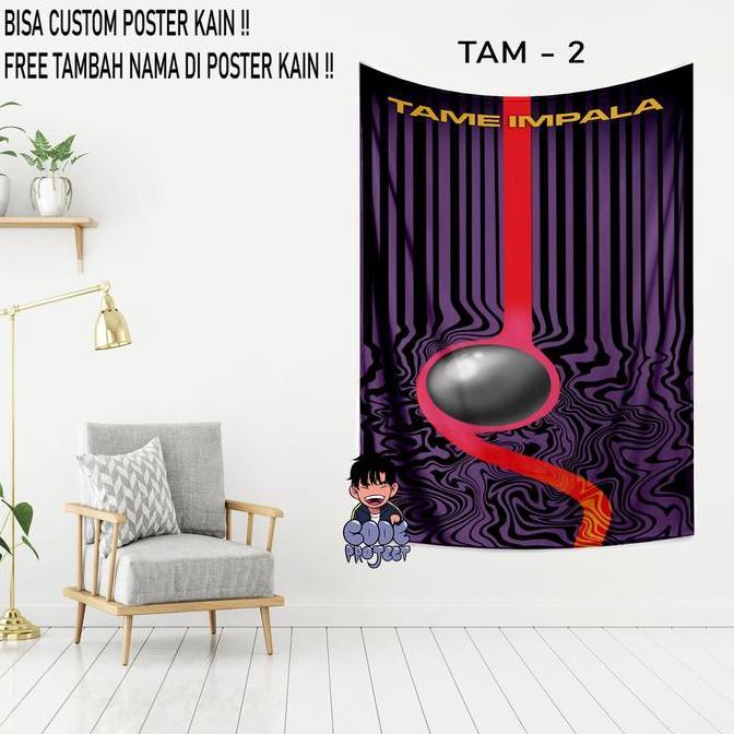 POSTER KAIN TAME IMPALA - hiasan dinding tame impala - dekorasi dinding tame impala - pajangan dindi