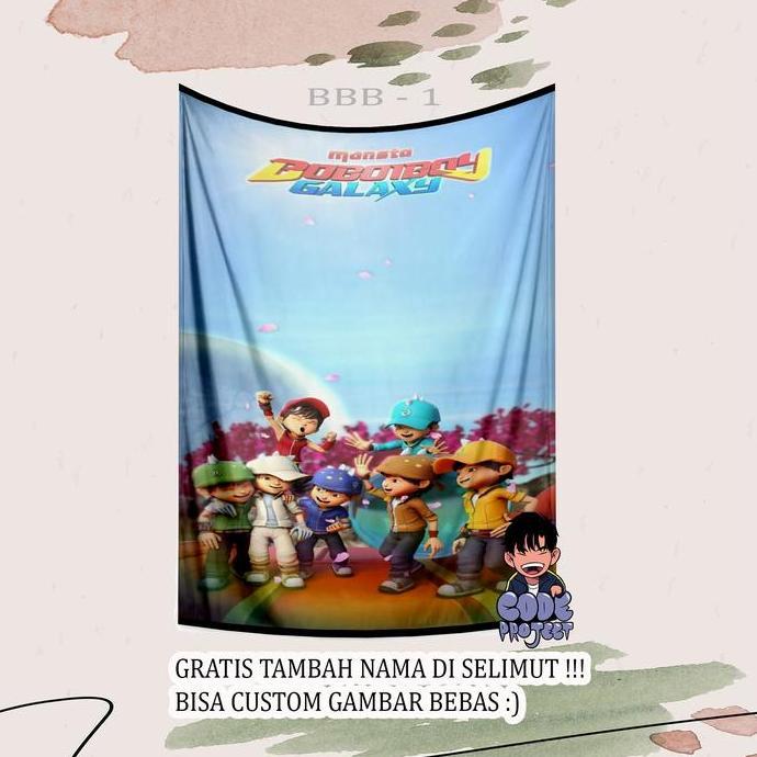 SELIMUT ANAK KARAKTER BOBOIBOY - selimut motif kartun anak - bisa tambah nama anak - selimut