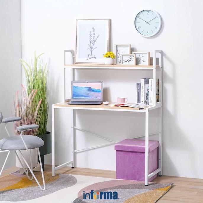 Informa Gordon Meja Kantor - Putih Meja Kerja Meja Belajar Komputer Rak Tempat Kerja
